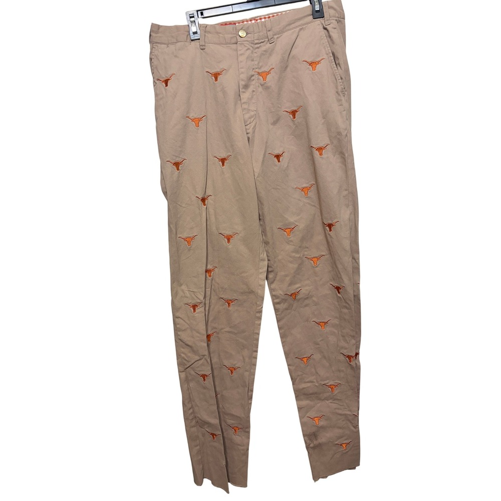 Pennington & Bailes Texas Longhorns Embroidered Stadium Pants Khaki Mens 36Unfin